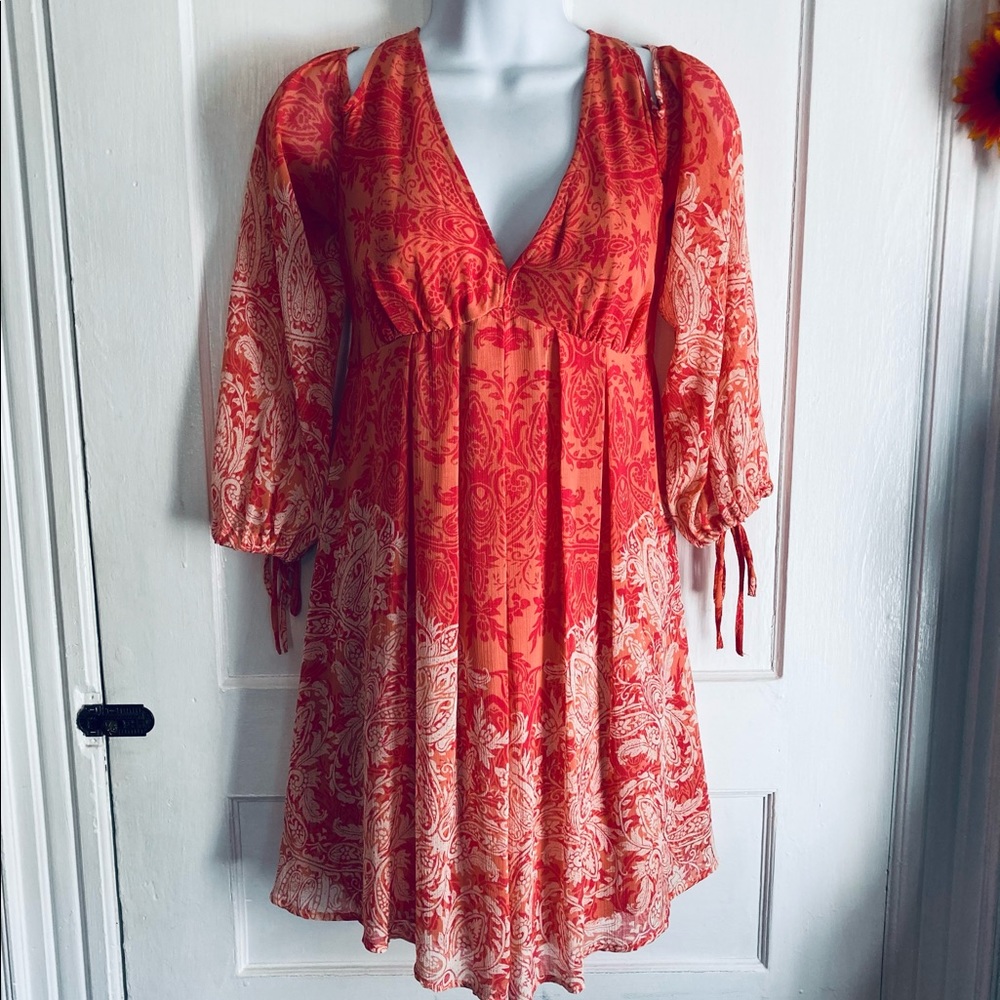 Free people long sleeve patterned dress